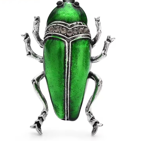 Anthropologie Jewelry - Green Beetle Reptile Brooch